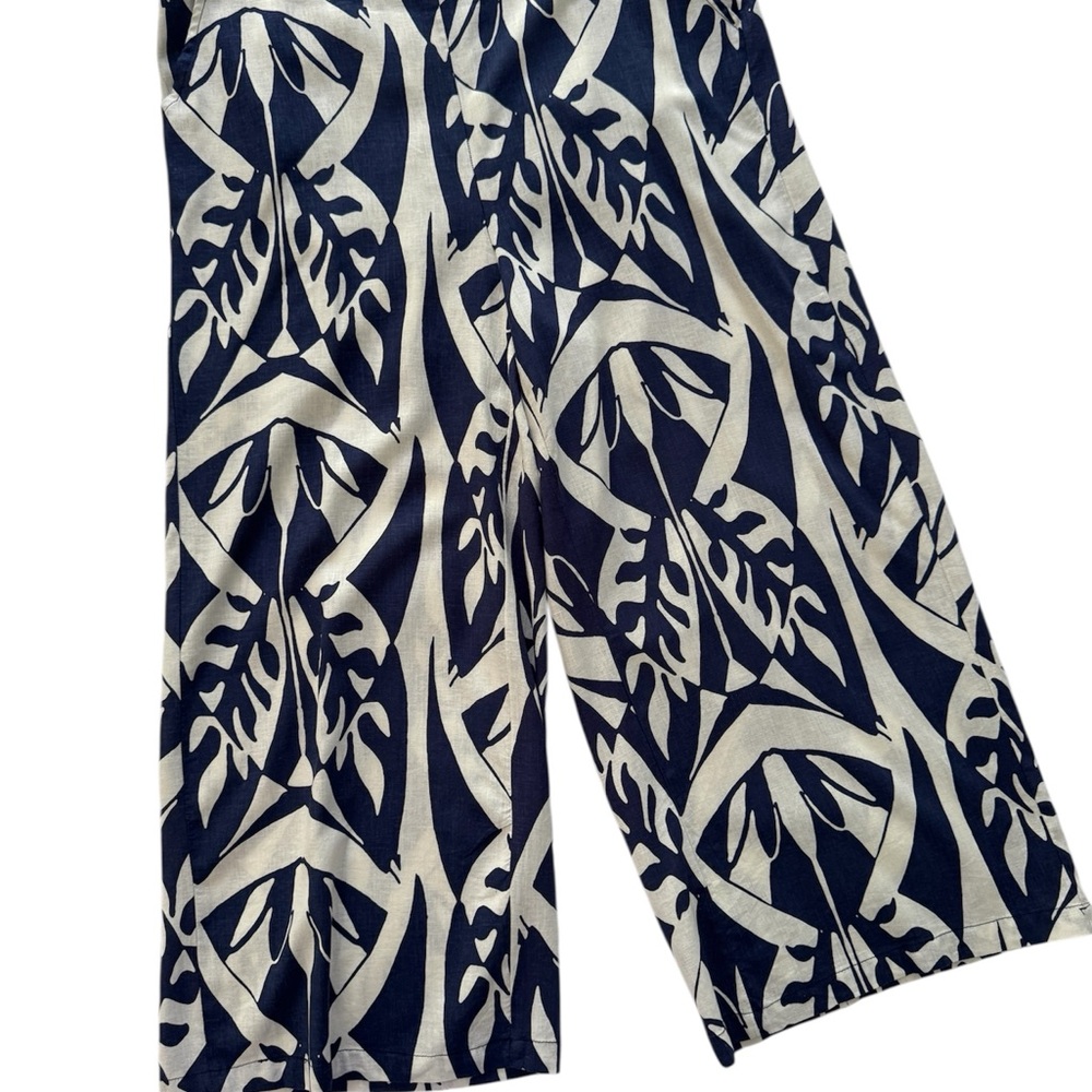 Rachel Zoe Navy and Linen Abstract Pants